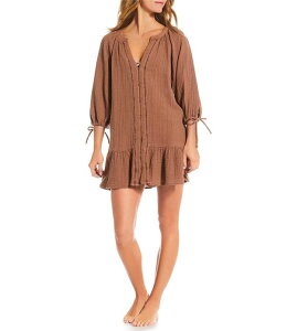 �I�j�[�� ���f�B�[�X �g�b�v�X �����s�[�X �~�j O'Neillou Solid Gauze Mini Dresswim Cover-Up Carobrown �u���E��