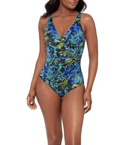 �~���N���X�[�c ���f�B�[�X �g�b�v�X �����s�[�X V�l�b�N Miraclesuit Gasparilla Oceanus Underwire V-Neck Surplice One Piece Swimsuit Black/Multi �u���b�N