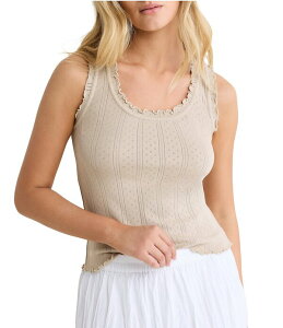 �j�b�N�A���h�]�[ ���f�B�[�X �g�b�v�X �V���c �m�[�X���[�u nz by Nic + Zoelle Pointelle Rib Scoop Neck Sleeveless Tank White Pepper �z���C�g