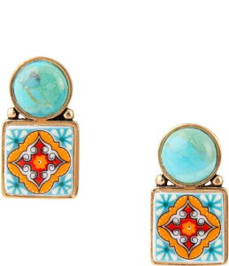�o�[�X ���f�B�[�X �A�N�Z�T���[ �s�A�X�E�C�������O Barse Talavera Tile Blue Turquoise Golden Drop Earrings Gold/Turquoise �^�[�R�C�Y