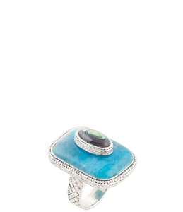 �o�[�X ���f�B�[�X �A�N�Z�T���[ �w�� Barse Sterling Silver Genuine Apatite and Abalone Statement Ring Silver/Blue �u���[