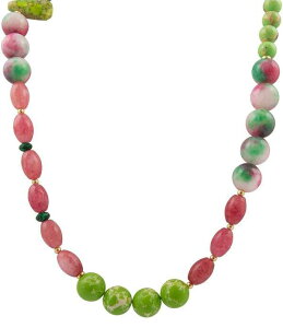 �o�[�X ���f�B�[�X �A�N�Z�T���[ �l�b�N���X�E�`���[�J�[ ���[�X Barse Fleur Genuine Stone Beaded Long Strand Necklace Watermelon Multi �}���`�J���[