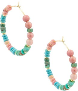 �o�[�X ���f�B�[�X �A�N�Z�T���[ �s�A�X�E�C�������O Barse Bare Coast Rhodonite and Magnesite Beaded Hoop Earrings Pink/Blue Multi �u���[