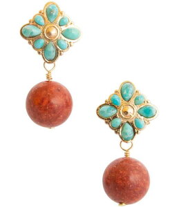 �o�[�X ���f�B�[�X �A�N�Z�T���[ �s�A�X�E�C�������O Barse Santa Fe Turquoise and Sponge Coral Drop Earrings Coral/Turquoise �^�[�R�C�Y