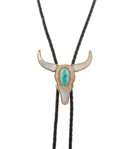 �o�[�X ���f�B�[�X �A�N�Z�T���[ �l�b�N���X�E�`���[�J�[ ���[�X Barse Longhorn Bolo Golden Genuine Turquoise And Mother Of Pearlong Pendant Necklace Gold �S�[���h