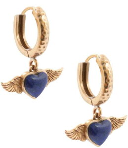 �o�[�X ���f�B�[�X �A�N�Z�T���[ �s�A�X�E�C�������O Barse Bronze and Lapis Winged Heart Hoop Earrings Lapis/Gold �S�[���h