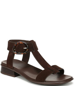 �i�`�����C�U�[ ���f�B�[�X �V���[�Y �T���_�� �X�G�[�h �A���N�� Naturalizer Brandy Suede Big Buckle Hardware T-Strap Ankle Wrap Sandals Chocolate �`���R���[�g