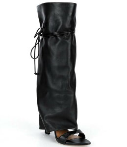 �W�����r�j ���f�B�[�X �V���[�Y �T���_�� Gianni Bini Okeke Knee High Open Toe Stiletto Dressandals Black �u���b�N