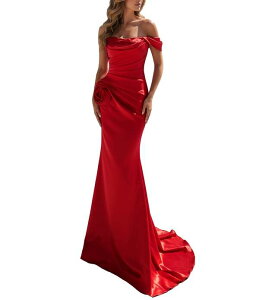 �e���j�N�`���[�� ���f�B�[�X �g�b�v�X �����s�[�X Terani Couture One Off-The-Shoulder Shimmer Sheath Gown Red ���b�h