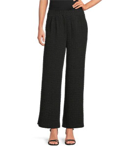 �J���b�T ���f�B�[�X �{�g���X �J�W���A���p���c ���C�h���b�O �j�b�g Calessa Textured Crinkle Knit Wide Leg Pull-On Pants Black �u���b�N