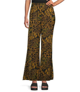 �u���C�� �E�H�[�J�[ ���f�B�[�X �{�g���X �J�W���A���p���c �v�����g Bryn Walker Coordinating Osca Feather Print Elastic Waist Wide-Leg Pull-On Pants Quinquina