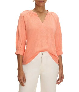�j�b�N�A���h�]�[ ���f�B�[�X �g�b�v�X T�V���c V�l�b�N ���[�X �j�b�g NIC + ZOE NZT Lace Knit Split V-Neck 3/4 Sleeve Top Calypso