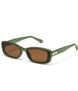 �N�G�C ���f�B�[�X �A�N�Z�T���[ �T���O���X�E�A�C�E�F�A QUAY Women's Vibe Check 35mm Square Sunglasses Basil/Brown �u���E��