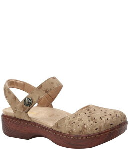 �A���O���A ���f�B�[�X �V���[�Y �T���_�� �A���N�� ���U�[ Alegria Opalaser Cut Leather Ankle Strap Clogs Tan Breeze �^��