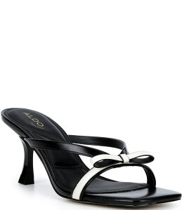 �A���h ���f�B�[�X �V���[�Y �q�[�� �T���_�� �~�j ALDO Women's Elanore Mini Bow Dressandals Jet Black/Birch �u���b�N
