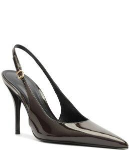 �V���b�c ���f�B�[�X �V���[�Y �q�[�� ���U�[ Schutz Liora Patent Leather Pointed Slingback Stiletto Pumps Dark Brown �u���E��