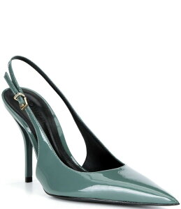 �V���b�c ���f�B�[�X �V���[�Y �q�[�� ���U�[ Schutz Liora Patent Leather Pointed Slingback Stiletto Pumps Myrtle Green �O���[��