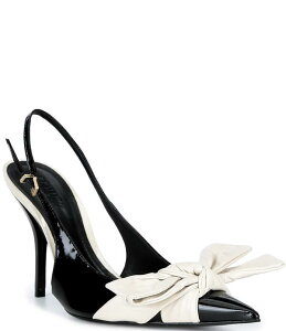 �V���b�c ���f�B�[�X �V���[�Y �q�[�� ���U�[ Schutz Liora Patent Leather Bow Pointed Slingback Stiletto Pumpsugar White/Black �z���C�g