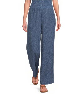 �G�C���[���t�B�b�V���[ ���f�B�[�X �{�g���X �J�W���A���p���c �A���N�� Eileen Fisher Textu red Crinkle Woven Plisse Wide-Leg Pull-On Ankle Pants Cornflower