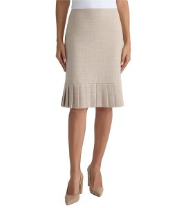 �J�X�p�[�� ���f�B�[�X �{�g���X�J�[�g �v���[�c�C�[�h Kasper Tweed Pleated Hem Skirtoasted Wheat/Vanilla Ice