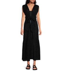 �A���i&�A���@ ���f�B�[�X �g�b�v�X �J�b�g�\�[ Anna & Ava Long Eyelet Bow Tunic Black �u���b�N