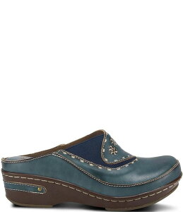 �����e�B�X�e ���f�B�[�X �V���[�Y �T���_�� ���U�[ L'ARTISTE Chino-b Leather Mule Clogs Blue �u���[