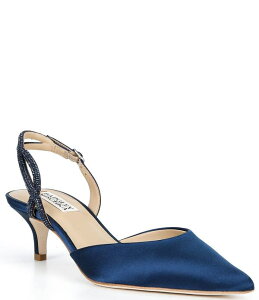 �o�b�W�F���[�~�V���J ���f�B�[�X �V���[�Y �p���v�X �T�e�� Badgley Mischka Yulianna Satin Slingback Stiletto Pumps Navy �l�C�r�[