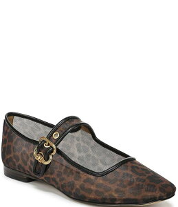 �T���G�f���}�� ���f�B�[�X �V���[�Y �p���v�X �v�����g ���b�V�� Sam Edelman Michaela Leopard Print Mesh Mary Jane Flats Brandy �A�j�}��