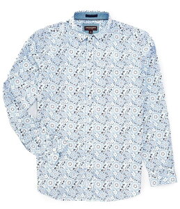 �W�����X�g���A���h�}�[�t�B�[ �����Y �g�b�v�X �V���c �v�����g T�V���c Johnston & Murphy Sateen Multi Point Star Print Long Sleeve Woven Shirt Light Blue �u���[