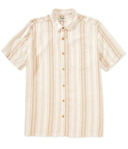 �n�[���[ �����Y �g�b�v�X �V���c ���l�� Hurley Oceanside Short Sleeve Striped Woven Linen-Blend Shirt Barely Bone �X�g���C�v