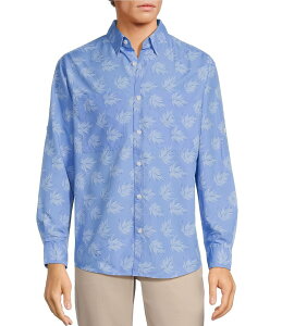 EhgD[Ah[N Y gbvX Vc vg Roundtree & Yorke The Charter Performance Vented Long Sleeve Leaf Print Fishing Sport Shirt Blue u[