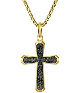 �u���o �����Y �A�N�Z�T���[ �J�t�X�{�^�� ���[�X Bulova Men's 14K Gold Black Spinel Crosshort Pendant Necklace Gold �S�[���h