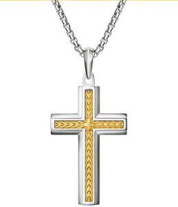 �u���o �����Y �A�N�Z�T���[ �J�t�X�{�^�� ���[�X Bulova Men's Two Tone Crosshort Pendant Necklace Two Tone