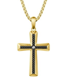 �u���o �����Y �A�N�Z�T���[ �J�t�X�{�^�� T�V���c ���[�X Bulova Men's Yellow and IP Black Stainlessteel Cross Long Pendant Necklace Gold �S�[���h