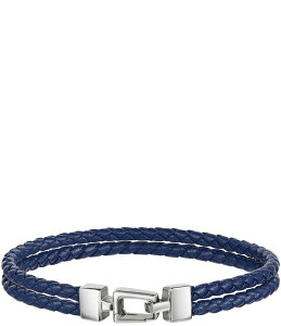 �u���o �����Y �A�N�Z�T���[ �J�t�X�{�^�� T�V���c ���U�[ Bulova Men'stainlessteel & Navy Blue Braided Leather Bracelet Blue �u���[