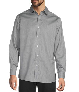 �n�[�g �V���t�i�[ �}���N�X �����Y �g�b�v�X �V���c �v�����g Hart Schaffner Marx State Street Essentials Long Sleeve Micro Geo Print Button Front Shirt Black �u���b�N
