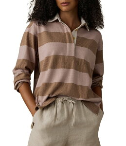 �t�@���e�B ���f�B�[�X �g�b�v�X T�V���c V�l�b�N �j�b�g Faherty Legend Rugby Knit Stripe V-Neck Long Sleeve Top Solar Sands �X�g���C�v