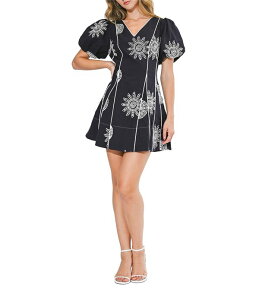 �A�h���C�� ���G ���f�B�[�X �g�b�v�X �����s�[�X �~�j �h�J Adelyn Rae Simonembroide red Piped Mini Dress Navy/Off White �I�t�z���C�g