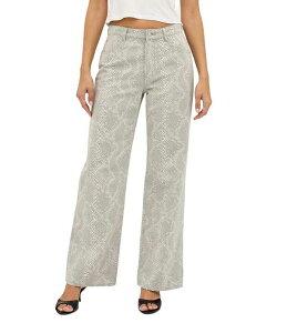 ���[���Y ���f�B�[�X �{�g���X �f�j���p���c �X�g���[�g �v�����g �W�[���Y Rolla's Kate Baggy Python Printed Mid Rise Wide Straight Leg Denim Coordinating Jeans Grey �O���[