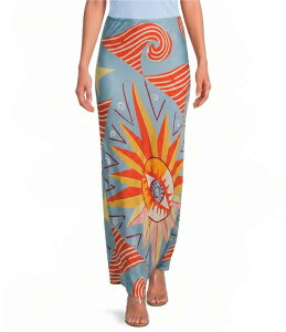 �l�o�[�t���[�h���X�h ���f�B�[�X �{�g���X�J�[�g �v�����g �T�e�� �}�L�V Never Fully Dressedorris Dolce Vita Printed Satin Maxi Skirt Blue �u���[