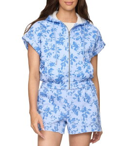 �t���b�O �A���h �A���Z�� ���f�B�[�X �A�E�^�[ �p�[�J�[�E�X�E�F�b�g �v�����g Flag and Anthem Blaine Printed Short Sleeve Zip Front Hoodie Blue �u���[