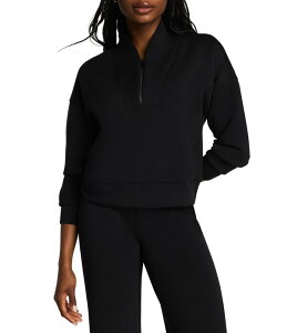 �X�p���N ���f�B�[�X �A�E�^�[ �W���P�b�g�E�u���]�� �n�[�t�W�b�v �j�b�g Spanx AirEssentialshawl Collar Half Zip Long Sleeve Coordinating Knit Jacket Very Black �u���b�N