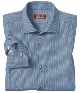 �W�����X�g���A���h�}�[�t�B�[ �����Y �g�b�v�X �V���c �v�����g �j�b�g Johnston & Murphy XC4 Performance Stretch Knit Basketweave Print Long Sleeve Woven Shirt Navy �l�C�r�[