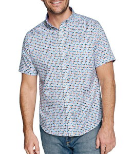 �W�����X�g���A���h�}�[�t�B�[ �����Y �g�b�v�X �V���c �v�����g Johnston & Murphy Rooster Print Short Sleeve Woven Shirt White Multi �z���C�g