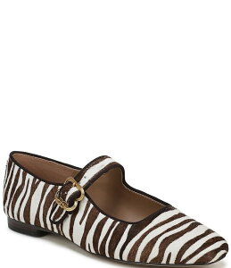�T���G�f���}�� ���f�B�[�X �V���[�Y �p���v�X �v�����g Sam Edelman Michaela Zebra Print Calf Hair Mary Jane Flats Chocolate Multi �`���R���[�g