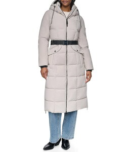 �_�i�L������ ���f�B�[�X �A�E�^�[ �R�[�g �W���P�b�g Donna Karan DKNY Stand Collar Attached Hooded Belted Zip Front Long Puffer Jacket Vapor