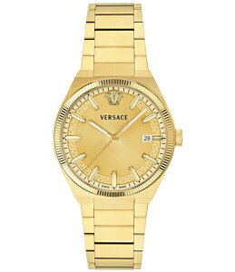 ���F���T�[�` �����Y �A�N�Z�T���[ �r���v T�V���c Versace Men's V-Leo Quartz Analo gold Tone Stainlessteel Bracelet Watch Gold �S�[���h