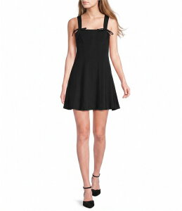 �~�b�h�i�C�g �h�[�� ���f�B�[�X �g�b�v�X �����s�[�X�L���[�o Midnight Doll Scuba Square Neck Bow Accentedress Black �u���b�N
