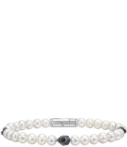 �u���o �����Y �A�N�Z�T���[ �J�t�X�{�^�� Bulova Men's Freshwater Pearl Beaded Sterling Silver Line Bracelet Silver �V���o�[