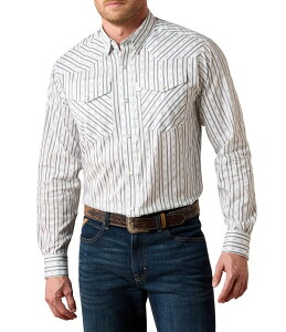 �A���A�g �����Y �g�b�v�X �V���c Ariat Classic Fit Striped Western Shirt White �z���C�g